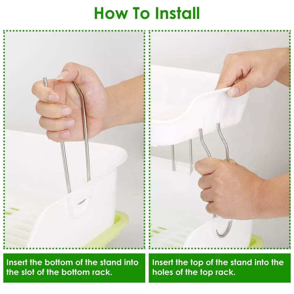 2 Tier Dish Drying Rack, Utensil Holder for Kitchen Counter, Durable Plate Rack With Drainer, Large Plastic Basket with Tray, Multipurpose Kitchen Drainage Storage Rack, Kitchen Utensils Organizer, Portable Kitchen Storage Rack 2 Tier Dish Drying Rack, Utensil Holder for Kitchen Counter, Durable Plate Rack With Drainer, Large Plastic Basket with Tray, Multipurpose Kitchen Drainage Storage Rack, Kitchen Utensils Organizer, Portable Kitchen Storage Rack